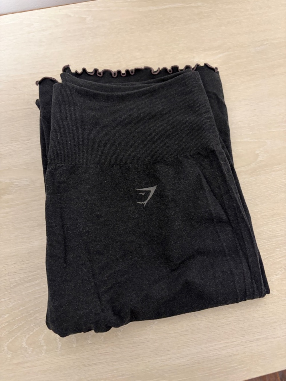 Gymshark Black Seamless High-Waist Flared Leggings with Lettuce Hem